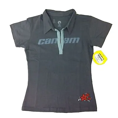 Can-Am Spyder Motorcycle Hugger Polo Short Sleeve Shirt Grey Womens/Ladies Small • $28.49