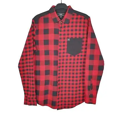 YOUNG & RECKLESS Red Check Shirt Flannel Shacket Long Sleeve Casual Mens S • £19.99