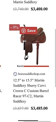 Martin Saddlery Sherry Cervi  Crown C 13.5 Saddle. Handmade And Custom • $2000