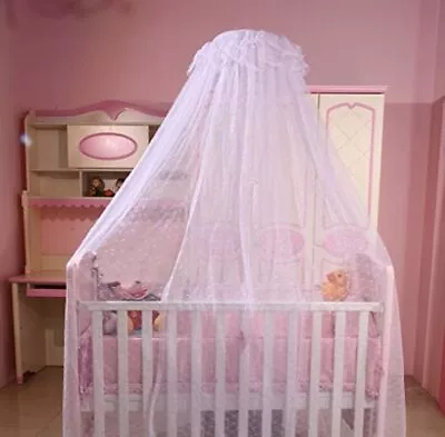 Baby Mosquito Net Nursery Crib Bed Hanging Dome Canopy Mesh Netting With Stand • $23.99