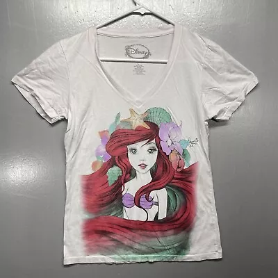 Princess Ariel Disney Little Mermaid Womens Size Large White T Shirt Top • $12