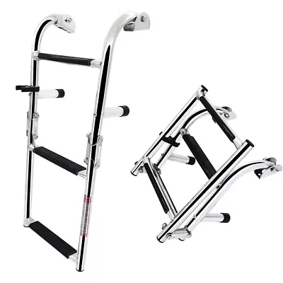 Boat 3 Step Ladder Stainless Steel Folding Telescoping Swim Platform Polished • $56.99