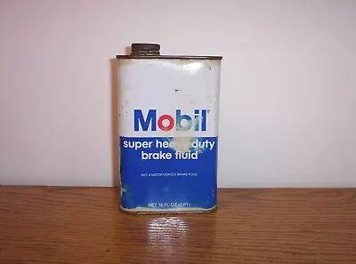 Vintage Mobil 1 Pint Brake Fluid Metal Can Old Automotive Gas Oil Advertising • $20