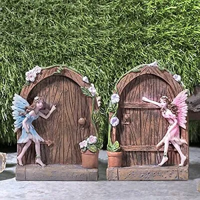 2x Fairy Set  Door Home Garden Ornament Outdoor Tree Decoration Figurines Statue • £7.49