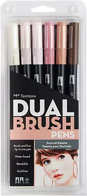 Tombow Dual Brush Pen Art Markers Portrait 6-Pack • $39.95