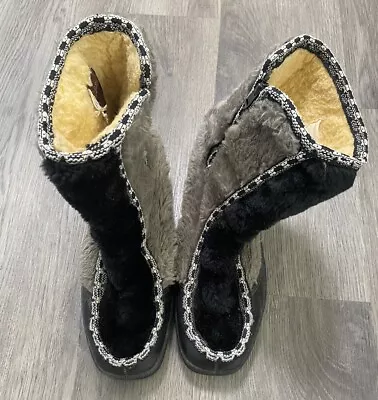 Vintage Quoddy Moccasins 59327 Womens Fur Boots Sherpa Lined Size 6 • £33.74