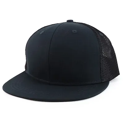 Oversize 2XL Blank Plain Structured Mesh Back Flatbill Snapback Cap - FREE SHIP • $19.99