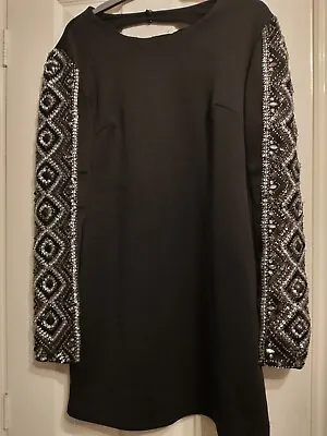 £19.99 • Buy Topshop Black Embellished Beaded Diamante Bodycon Dress Size 10 8 