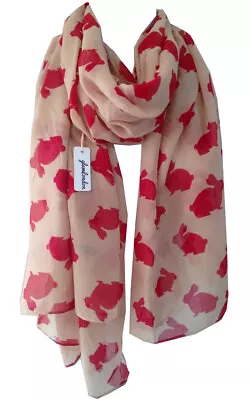 GlamLondon Red Rabbit Print Scarf Womens Fashion Printed Large Beautiful Wrap • £10.99