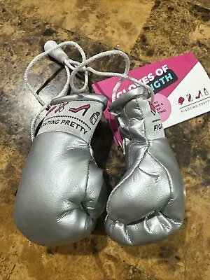 Fighting Pretty Mini BOXING GLOVES 3.5 Inch New Hang From Car Mirror Silver • $4.99