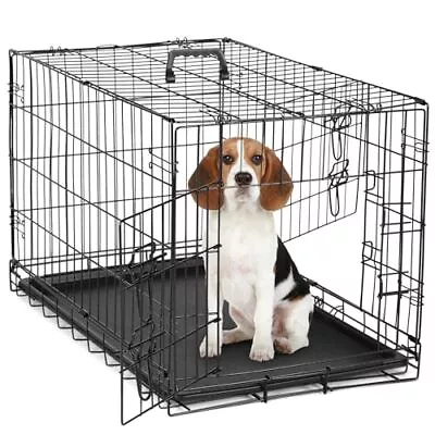 Dog Crate 30 Inch Medium Double Door Dog Cage With Divider Panel And Plastic... • $45.82