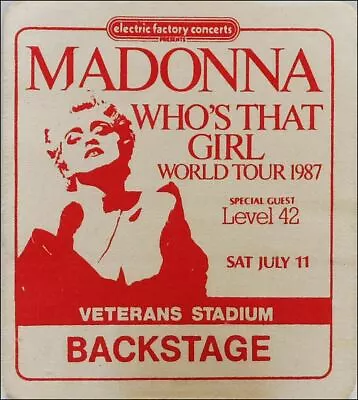 Madonna Vintage Original 1987 Who's That Girl Tour Backstage Pass Unused  • $24.75