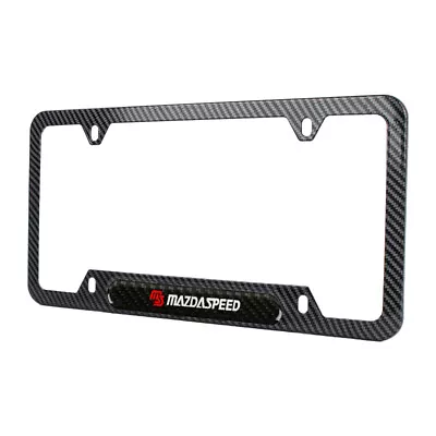 1x Mazdaspeed Carbon Fiber Stainless Steel License Plate Frame & Carbon Emblem • $15