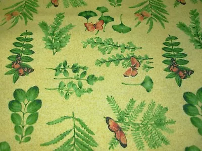 5 5/8 Yds Blomcraft Butterflies Fern Plant In Outdoor Upholstery Fabric For Less • $59.95