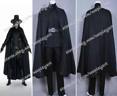 V For Vendetta Guy Fawkes Cosplay Costume Full Set Black Cape Suit Halloween • $43.20