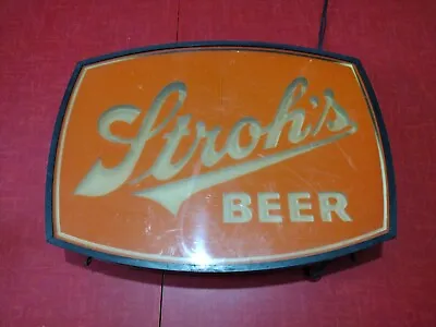 Vintage Stroh's Beer Hanging Lighted Bar Mancave Sign Works CRACKED • $149.95