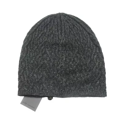 John Varvatos Men's Charcoal Heather Gray Wool Blend Cable Knit Beanie • $98