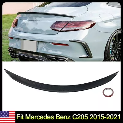 For Mercedes Benz C205 C200 C300 C63 AMG 2015-21 Trunk Spoiler Carbon Fiber Look • $56.99