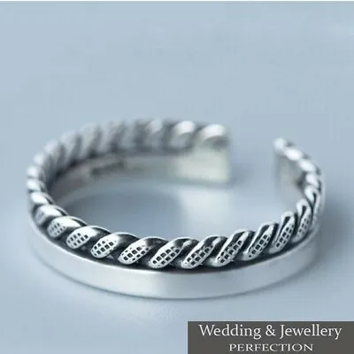 100% 925 Sterling Silver Ladies  Ring Band Open Finger Fully Adjustable Jewelry • £7.95