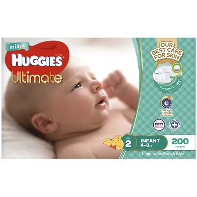$89.99 • Buy Huggies Ultimate Nappies Infant 200 Count