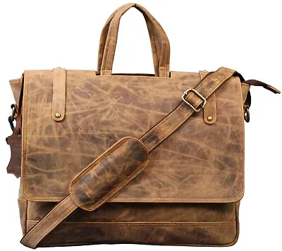 Leather Office Bag Shoulder Messenger Crossbody Bag Laptop Briefcase Top Hand • $85