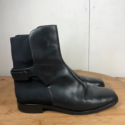 Via Spiga Boots Womens 6.5 M Shoes Black Leather Career Square Toe Y2K Classic • $26.97