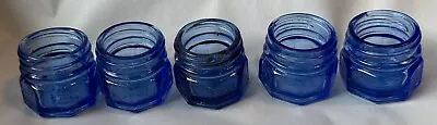 Vintage Lot Of 8 Cobalt Blue Octagonal Glass Noxema Jars / Bottles • $24.95