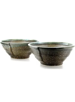 Gifts Of The Orient Ammonite Brown And Green Ceramic Bowls Japanese For Two • £8