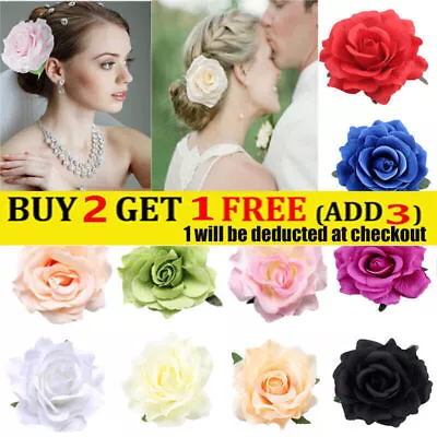 Women Rose Flower Hair Clip Hairpin Bride Brooch Wedding Accessories Bridesmaid • $9.79