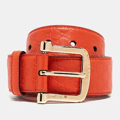 Gucci Orange Micro Guccissima Leather Interlocking GG Belt 90 CM • $236.25