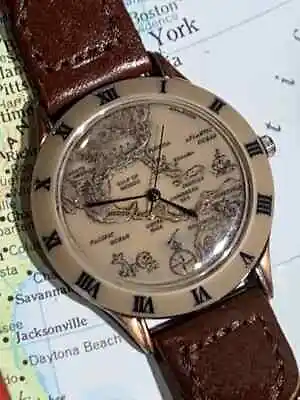 Vintage Watch - Brittania Caribbean Relief Map Stone Sundial Style Quartz Watch • $86.03