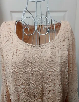 Ladies Beautiful RONNI NICOLE USA Fashion Design Dress Lined Zip Cream Crochet • £5.50