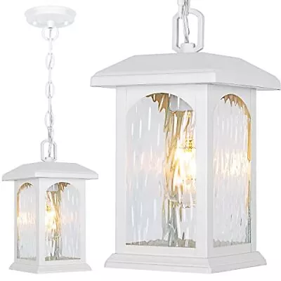 White Outdoor Pendant Light Fixture - Adjustable Exterior Hanging Light Fixtu... • $58.43