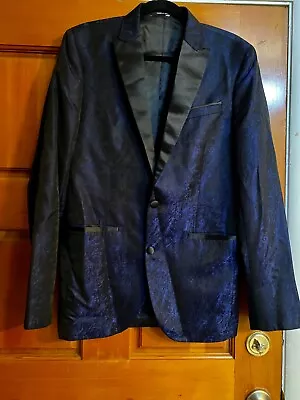 Kenneth Cole Awearness Black & Blue Tux/Dinner/Smoking Jacket SZ 38L/Slim Fit • $34.95