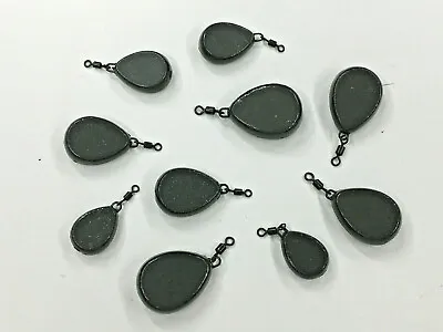 10 X Flat Pear Swivel Lead Weights. Fishing Carp. 1.1oz - 3.0oz + FREE GIFT • £10.99