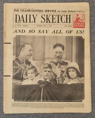 Daily Sketch 7 May 1935 King George V Jubilee And Princess Elizabeth Newspaper • £17.49