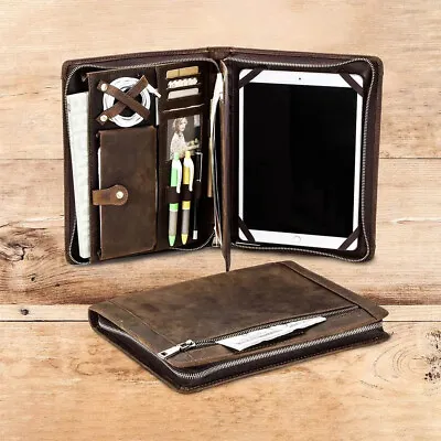 Genuine Lesther Zip Folder Business Portfolio Organizer Tablet Case For IPad Pro • £55.54