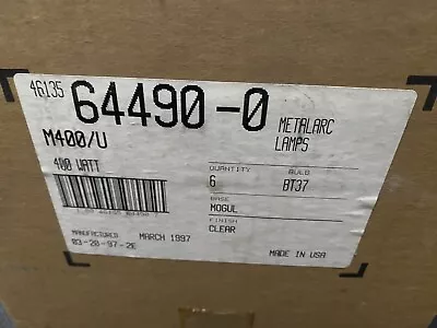 NOS Philips Sylvania M400/U 64490-0 Metalarc 400W Metal Halide Bulb Box Of 6 • $76.46