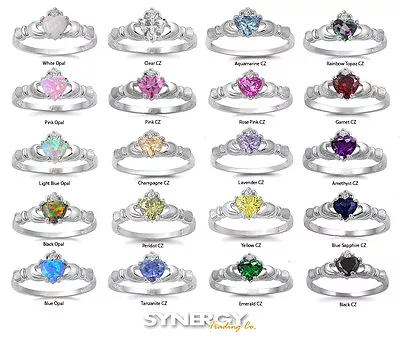 $13.95 • Buy Sterling Silver Love Heart CZ Claddagh Promise Ring NEW