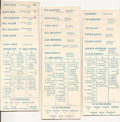 1934 St Louis Cardinals STRAT-O-MATIC SOM Baseball Dizzy Daffy Dean Durocher + • $6.99