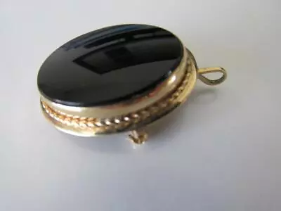 Antique Vintage 12K Gold Filled And Black Onyx Mourning Brooch Pendant • $25