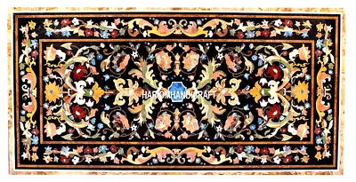 £2307.73 • Buy Black Marble Dining Table Top Rare Gem Inlay Pietradure Home Art Decorated H3016