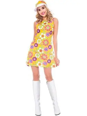 Adult Ladies 1960s Flower Power Hippy Costume Fancy Dress 1970s Hippie Womens • £19.99