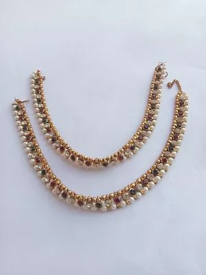 Ethnic Indian Bollywood Jewelry Gold Tone Fashion Payal Wedding Anklet • $21.91