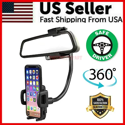 Universal 360° Car Rearview Mirror Mount Stand Holder Cradle For Cell Phone GPS • $7.99