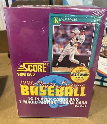 NEW 1991 SCORE BASEBALL SERIES 2  Box 36 Packs Possible Mickey Mantle • $45