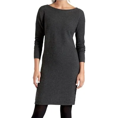 Athleta 100% Merino Wool Rib Batwing Sweater Dress Gray Size M $128 • $30