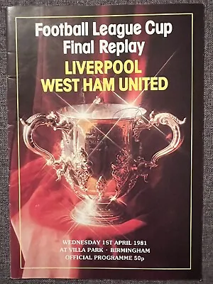 Signed Football League Cup Final Replay Programme 1981 Liverpool V West Ham • £4.99