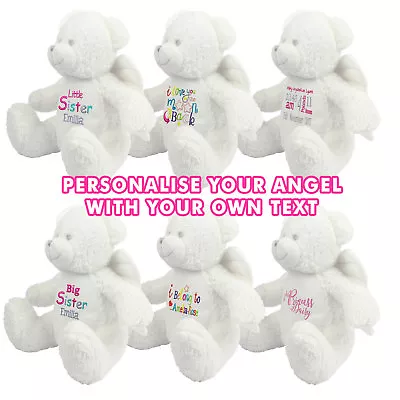 Large  Personalised Soft Plush Angel Teddy Bear Embroidered With Your Name • £24.95