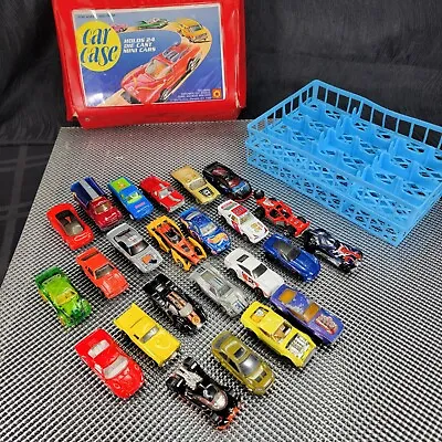 Mixed Lot Of 24 Vintage Hot Wheels And Matchbox Diecast Cars In Tara Toy Case • $39.90